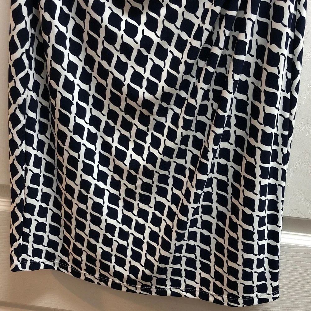 Lauren Ralph Lauren Navy and White Geometric Midi Dress